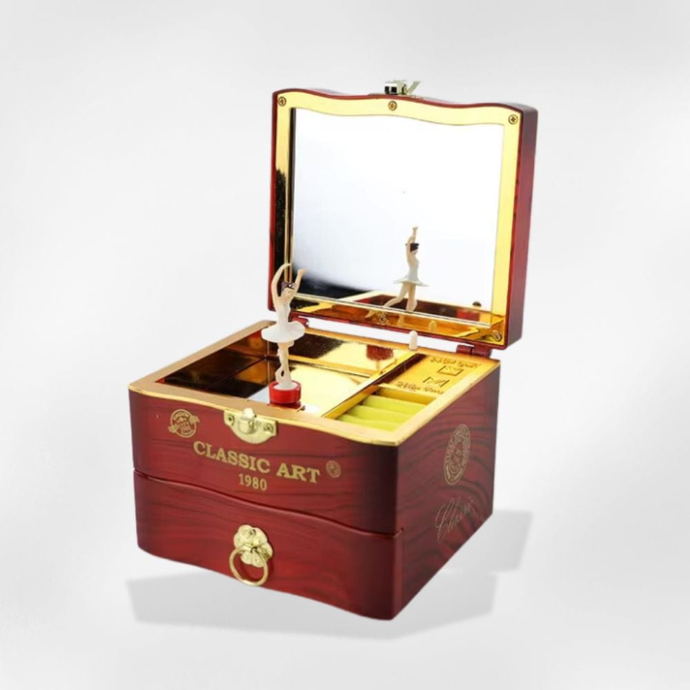 Boîte à Bijoux Bois Musicale Adulte Rouge