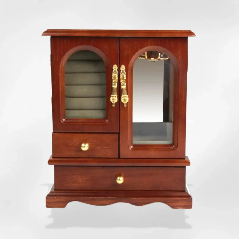 Boîte à Bijoux Bois Vitrée Ancienne Premium