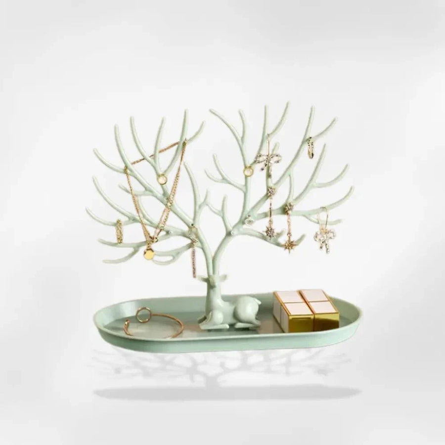 Arbre à Bijoux Cerf avec Plateau, 4 Coloris Pastel