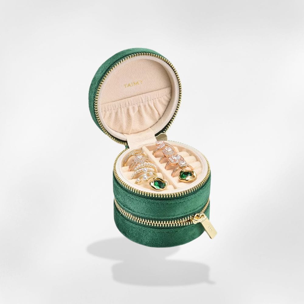 Boîte à Bijoux Velours Voyage Contemporaine Vert