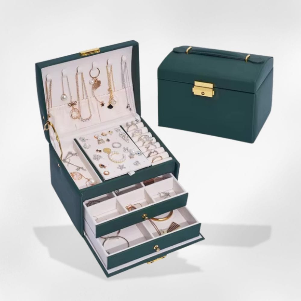 Boîte à Bijoux Cuir Luxueuse Vert