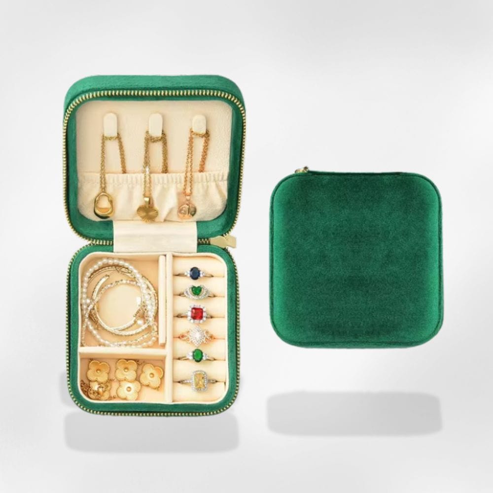 Boîte à Bijoux Carrée Velours Vert Foncé