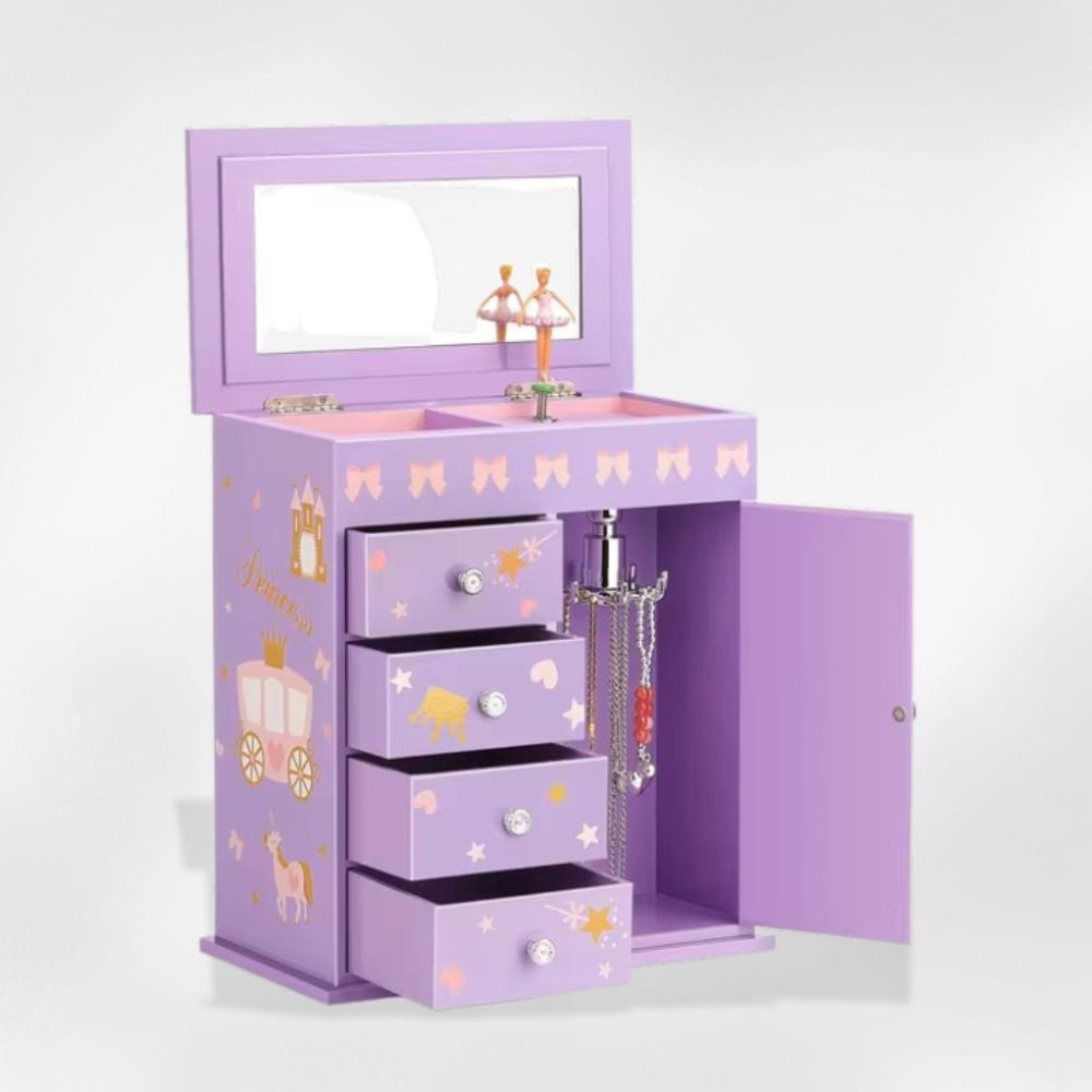 Boîte à Bijoux Bois Enfant Grande Violet