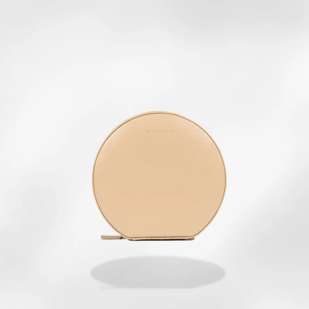Boîte à Bijoux Cuir Rond Voyage Compact