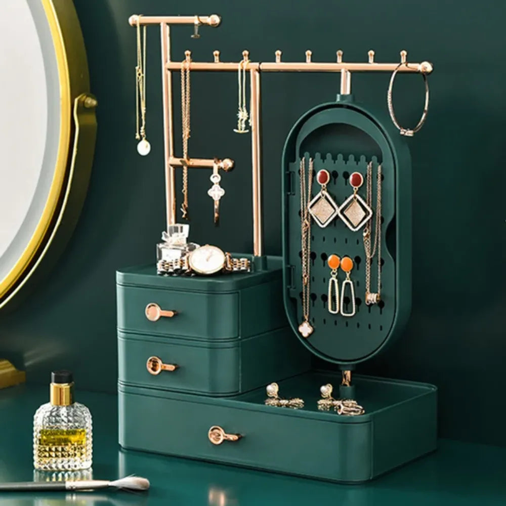 Boîte à Bijoux Velours 3 Tiroirs Miroir