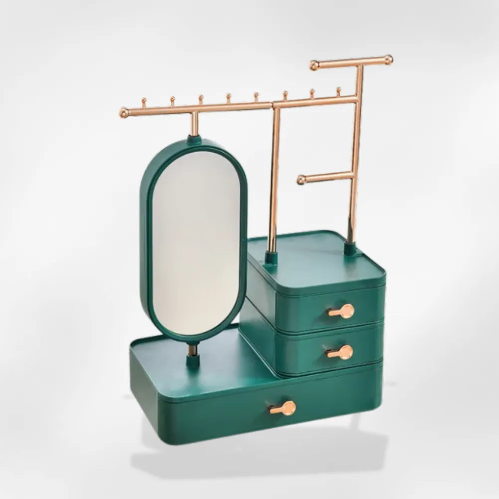 Boîte à Bijoux Velours 3 Tiroirs Miroir