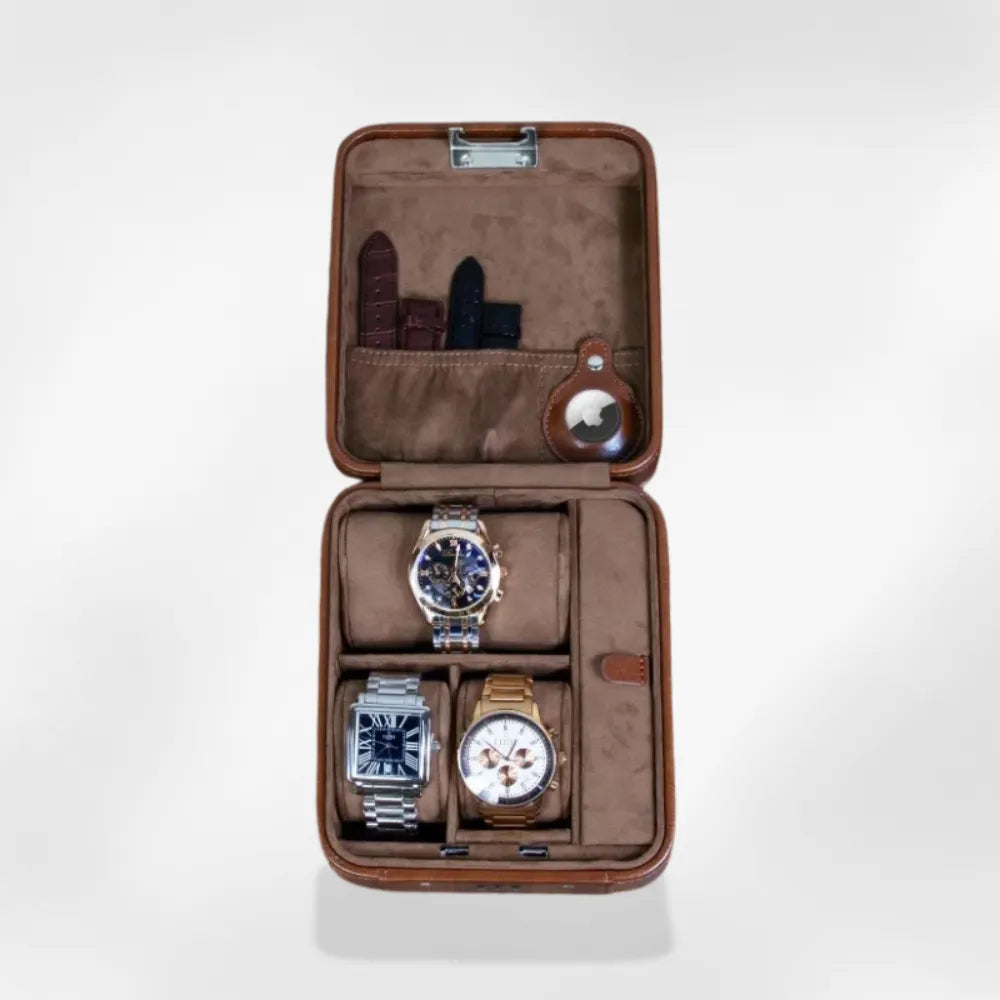 Étui Montre Cuir Homme 4 Places Voyage