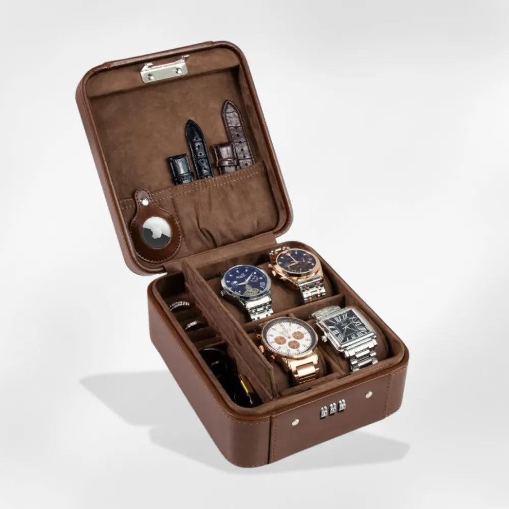 Étui Montre Cuir Homme 4 Places Voyage