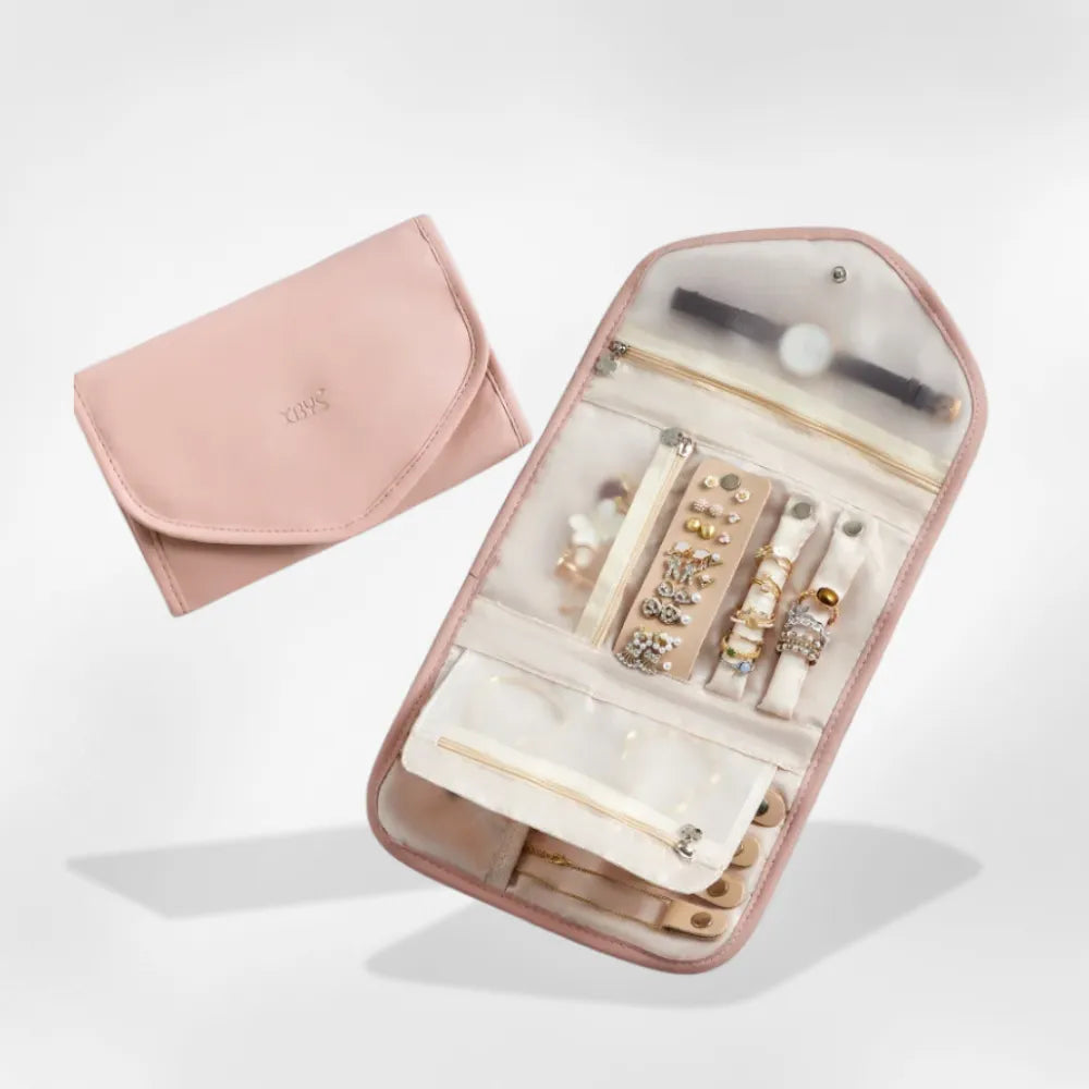 Pochette Bijoux Simili Cuir Blanc Voyage