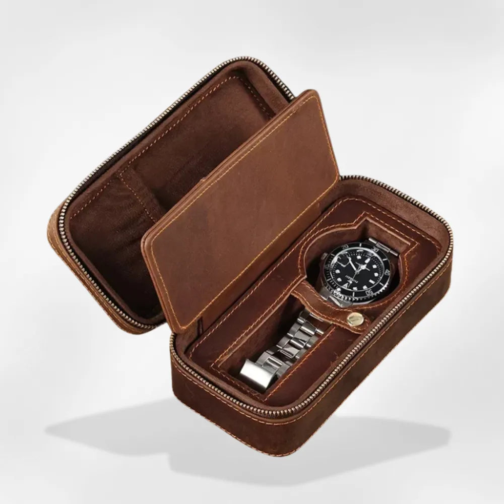 Étui Montre Cuir Homme Compact Voyage