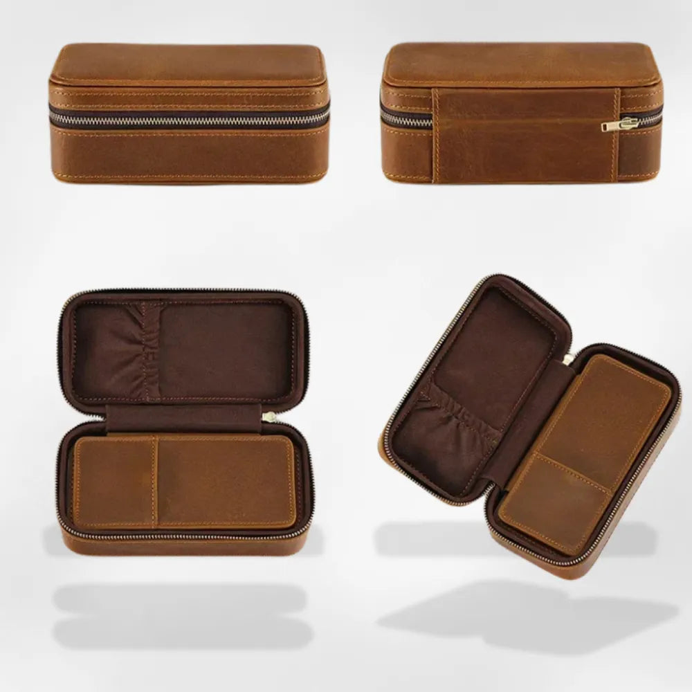Étui Montre Cuir Homme Compact Voyage