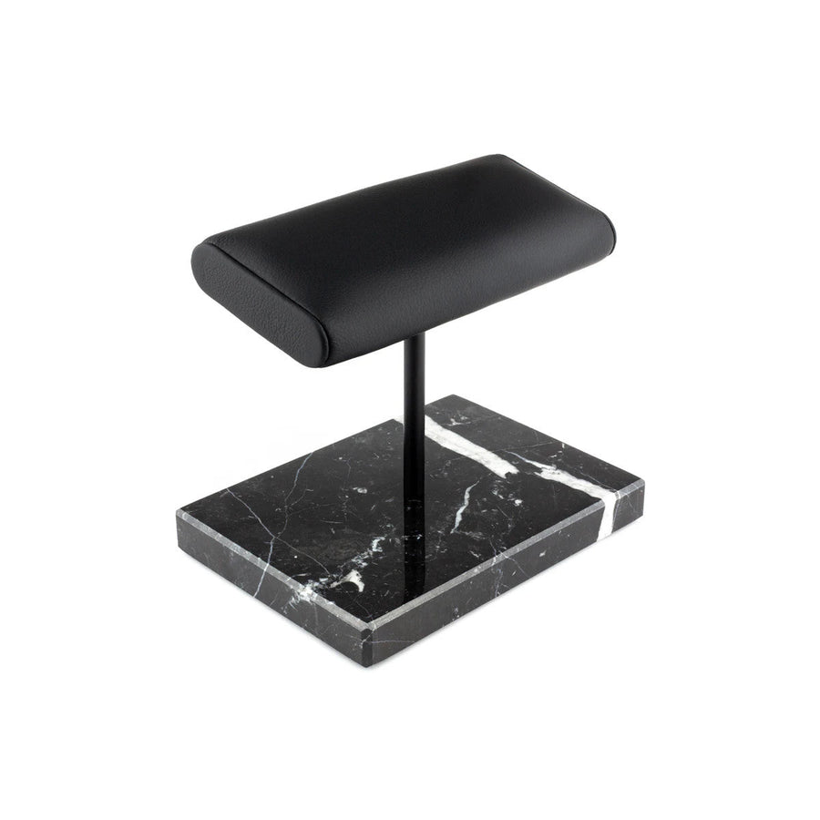 Présentoir Montre Marbre Noir Veiné Blanc, Coussin Cuir
