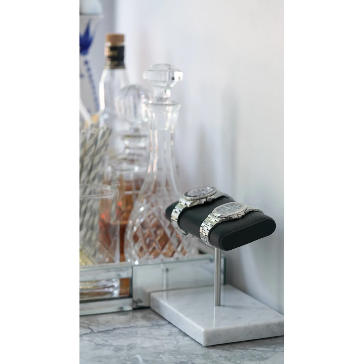 Présentoir Montre Pierre Marbre Blanc Vitrine