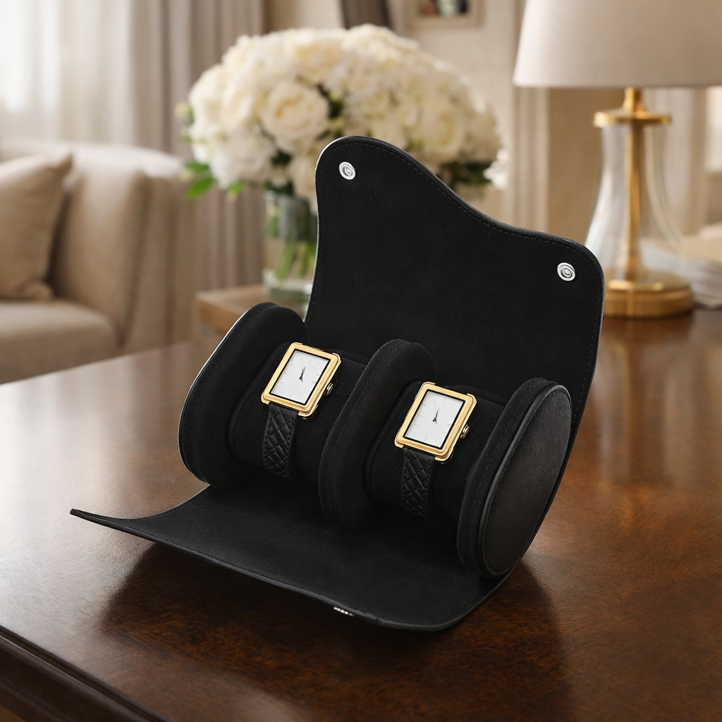 Étui Voyage Montre Cuir Duo Ovale Compact