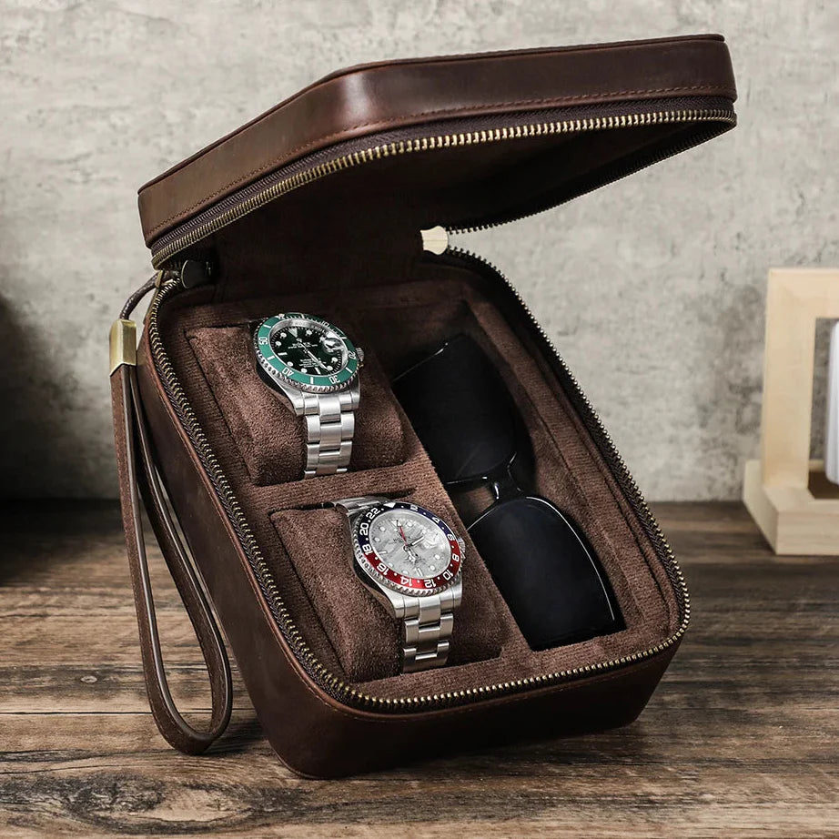Étui Voyage Montre Cuir Rétro Multifonction