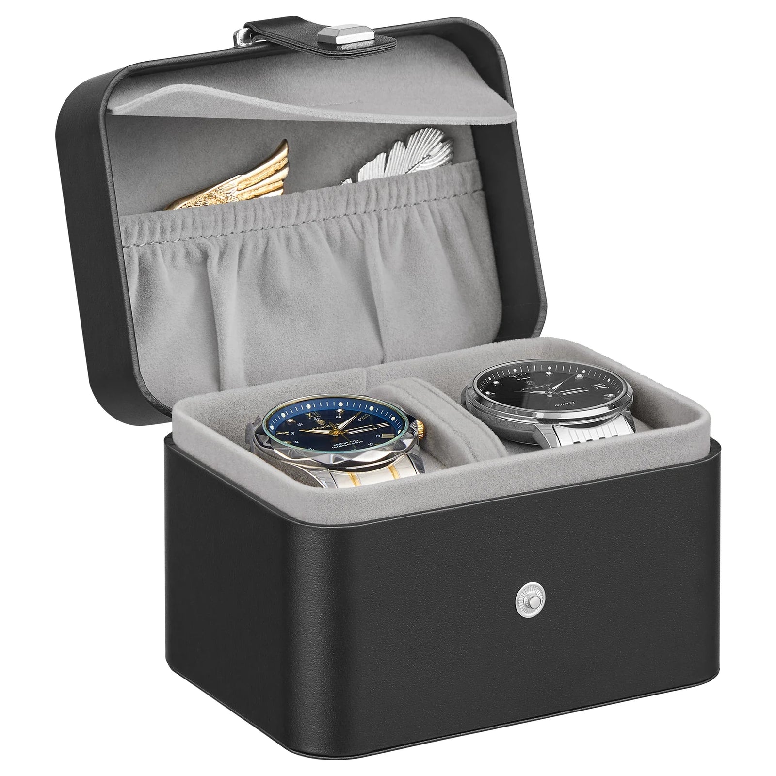 Étui Voyage Cuir 2 Montres Compartiment Secret