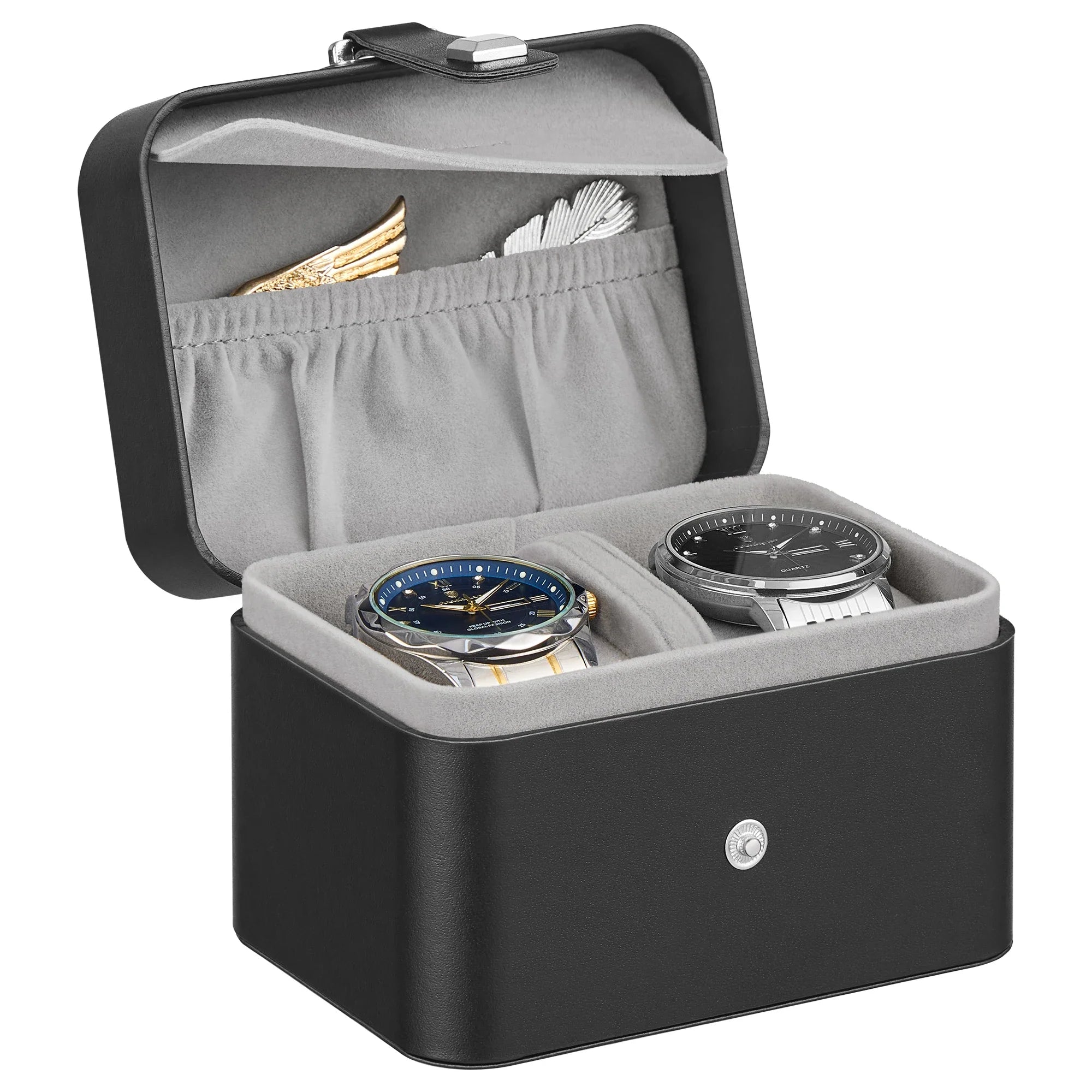Étui Voyage Cuir 2 Montres Compartiment Secret